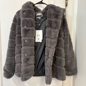 Apparis Gray Faux Fur Jacket